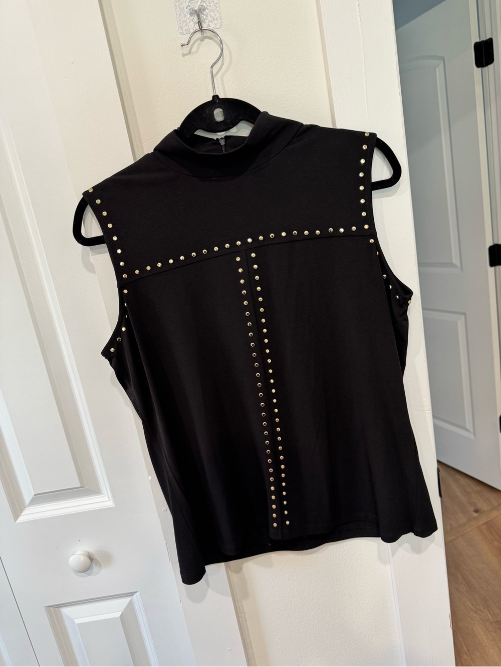 Calvin Klein Black Mock Neck Studded Tank
